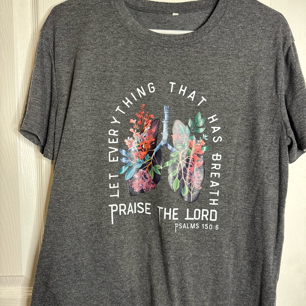 Gray Graphic T-Shirt with Floral Design